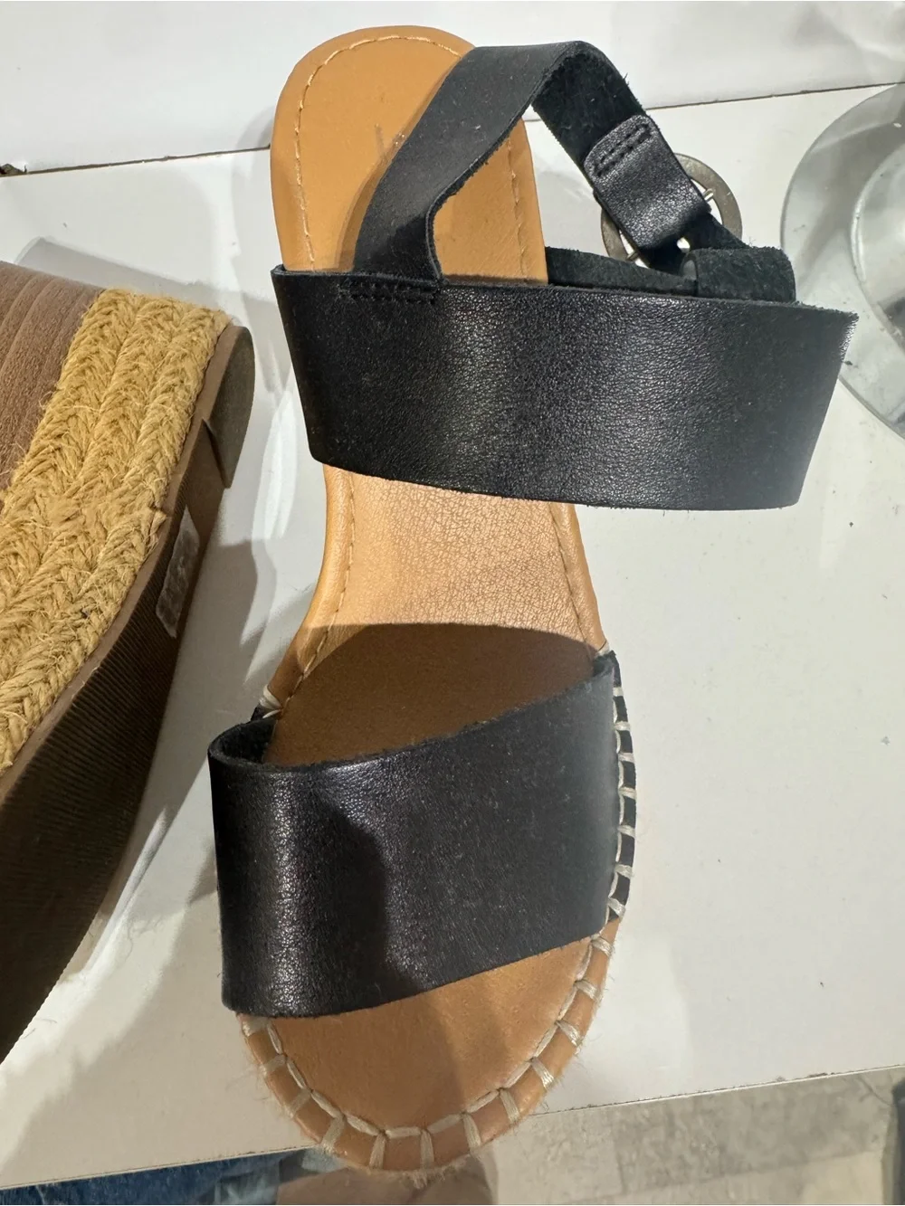 Soda Black Espadrille Platform Wedge Sandals
